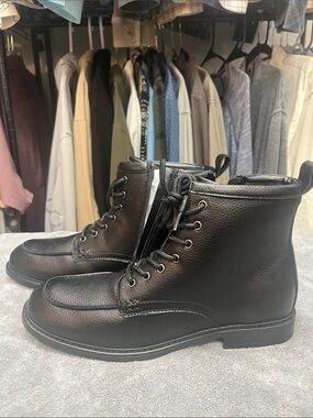 Aldo Black Leather Lace-Up Ankle Boots